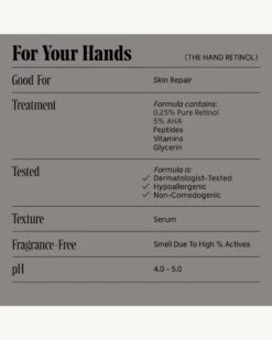 The Hand Retinol - Repair Treatment With 0.25% Pure Retinol + 5% AHA -WELA Beauty Shop Necessaire HandRetinol About 09
